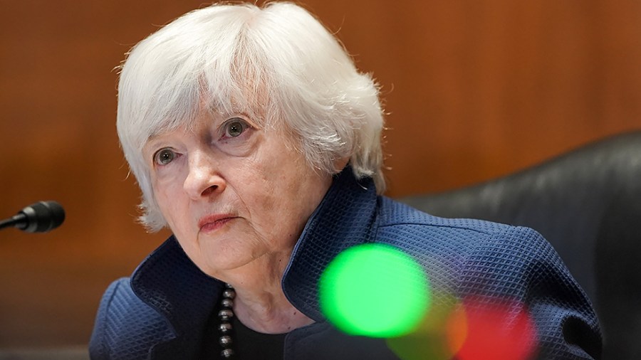 Treasury Secretary Janet Yellen is seen during a Senate Appropriations Subcommittee hearing to examine the FY 2022 budget request for the Treasury Department on June 23