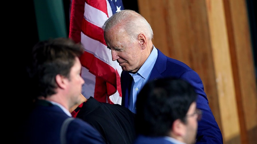 President Biden leaves a grassroots campaign event for Virginia Democratic gubernatorial candidate Terry McAuliffe at Lubber Run Park in Arlington, Va., on Friday, July 23, 2021.