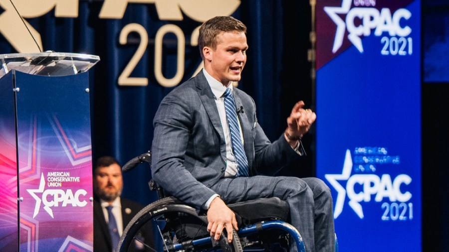 Rep. Madison Cawthorn (R-N.C.) speaks during the Conservative Political Action Conference held at the Hilton Anatole in Dallas