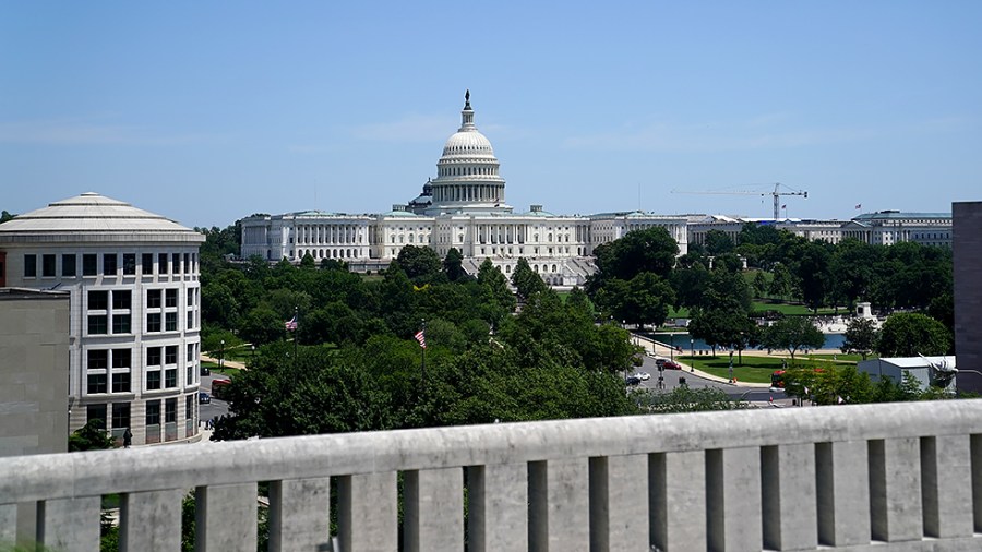 The U.S. Capitol is seen from the Canadian Embassy in Washington, D.C., on Friday, June 18, 2021.