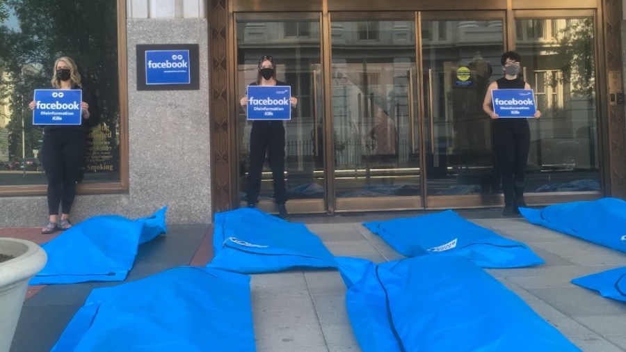 Protesters outside Facebook office