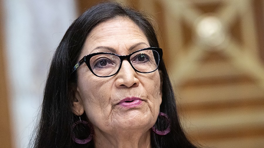 Secretary of the Interior Deb Haaland testifies before the Senate Energy and Natural Resources Committee on July 27, 2021.