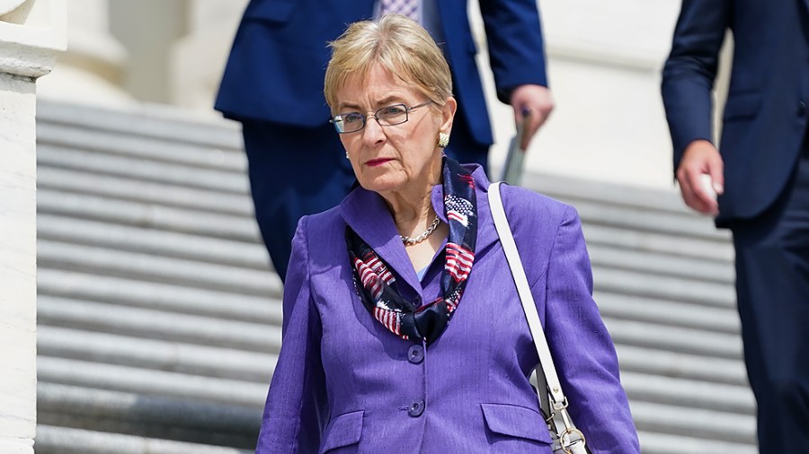 Rep. Marcy Kaptur (D-Ohio) leaves the Capitol following the last votes of the week on July 1