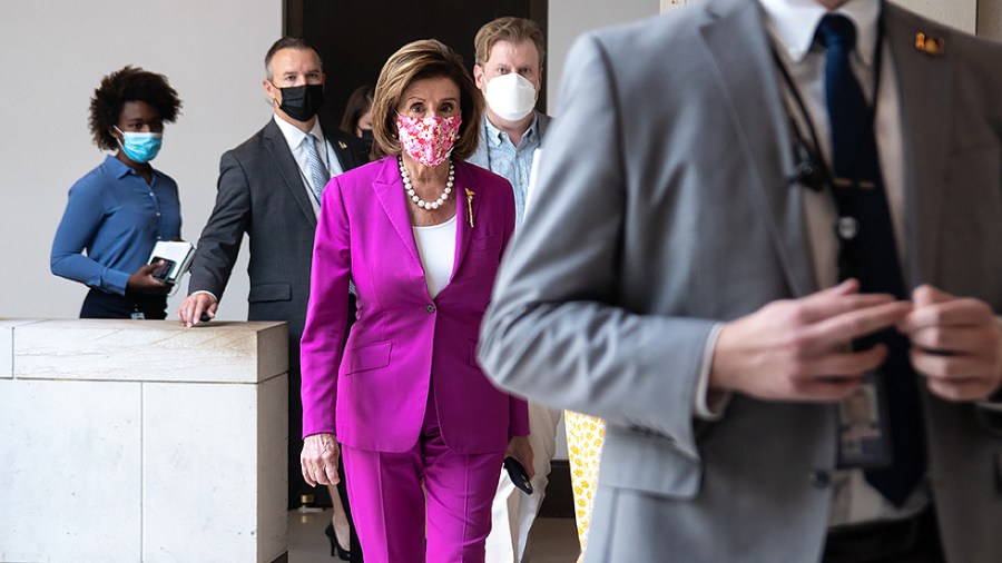 House Speaker Nancy Pelosi (D-Calif.) arrives at her weekly press conference onWednesday, July 28, 2021.