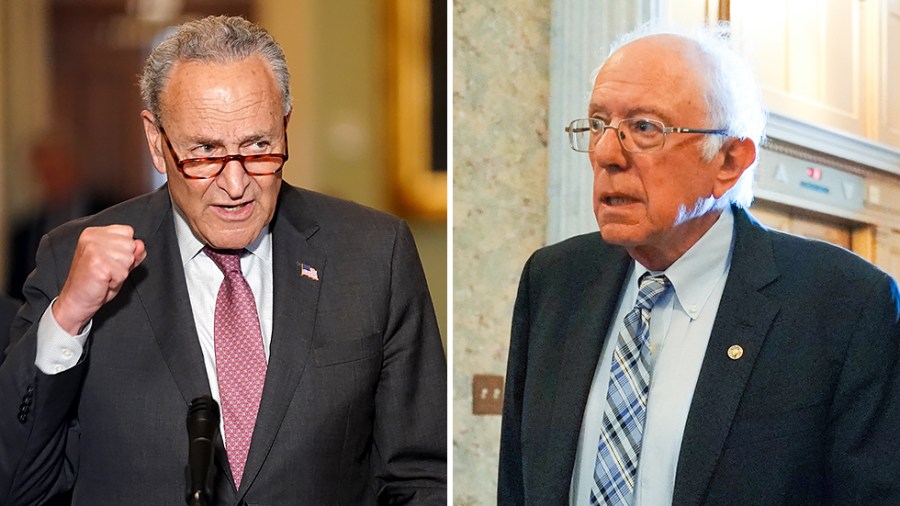 Majority Leader Charles Schumer (D-N.Y.) and Sen. Bernie Sanders (I-Vt.)