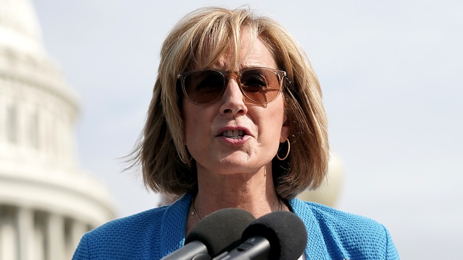 Rep. Claudia Tenney (R-N.Y.) addresses reporters during a press conference on July 1 to introduce legislation to limit Facebook CEO Mark Zuckerberg's donations.