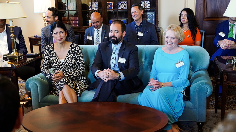 Majority Leader Charles Schumer (D-N.Y.) meets with Democratic members of the Texas State House on July 13 to discuss voting rights