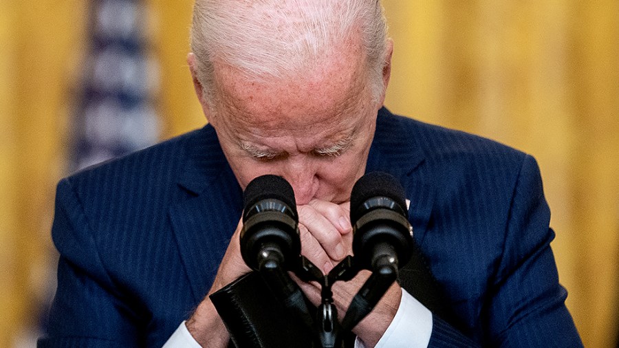 President Biden delivers remarks on the terror attack that killed and wounded U.S. service members at Hamid Karzai International Airport in Kabul, Afghanistan this morning, in the East Room of the White House on Aug. 26.