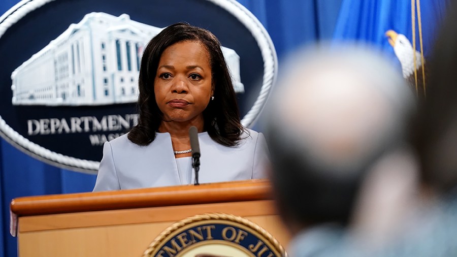 Kristen Clarke, Assistant Attorney General for the Civil Rights Division, addresses reporters at the Department of Justice in Washington, D.C., on Thursday, August 5, 2021 to announce an investigation of the City of Phoenix and the Phoenix Police Dept.