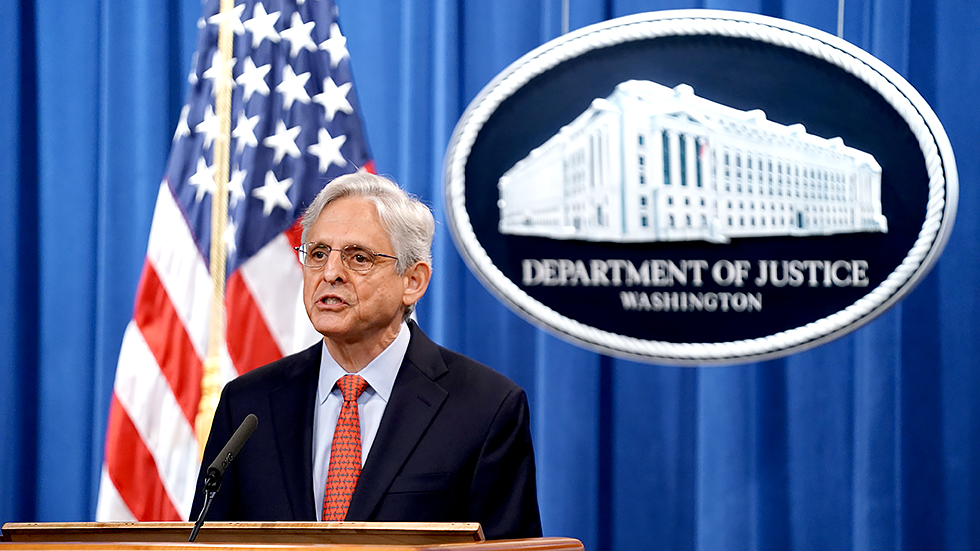 Attorney General Merrick Garland addresses reporters at the Department of Justice in Washington, D.C., on Thursday, August 5, 2021 to announce an investigation of the City of Phoenix and the Phoenix Police Department for civil rights practices.