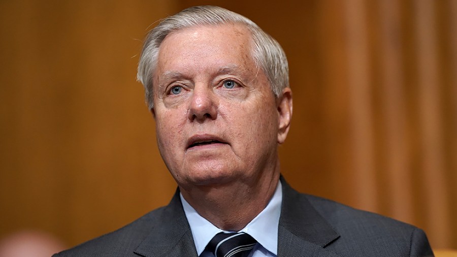 Sen. Lindsey Graham (R-S.C.) arrivers for a Senate Budget Committee hearing to discuss President Biden's budget request for FY 2022 on Tuesday, June 8, 2020.