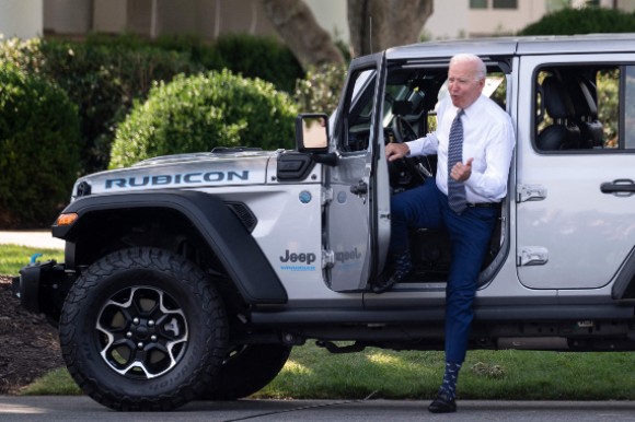 President Biden with a Jeep