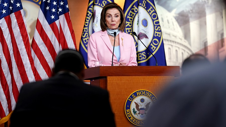 Speaker Nancy Pelosi (D-Calif.) addresses reporters during her weekly press conference on Wednesday, August 25, 2021.