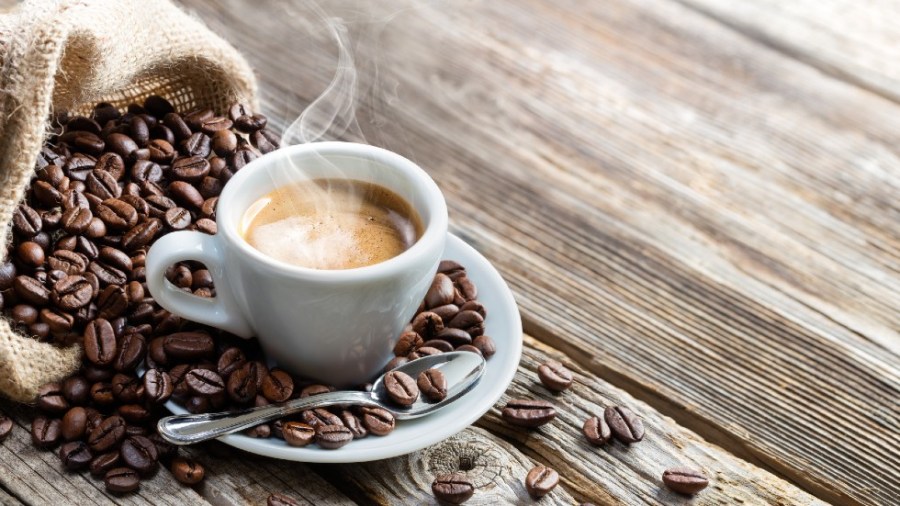 coffee cup and beans