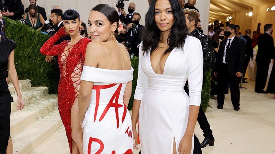 Alexandria Ocasio-Cortez debuts her "Tax the Rich" dress at Met Gala