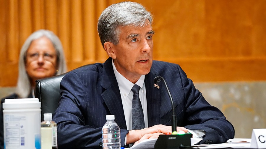 Nominee for National Cyber Director Chris Inglis testifies during his nomination hearing before the Senate Homeland Security and Governmental Affairs Committee on Thursday, June 10, 2021.