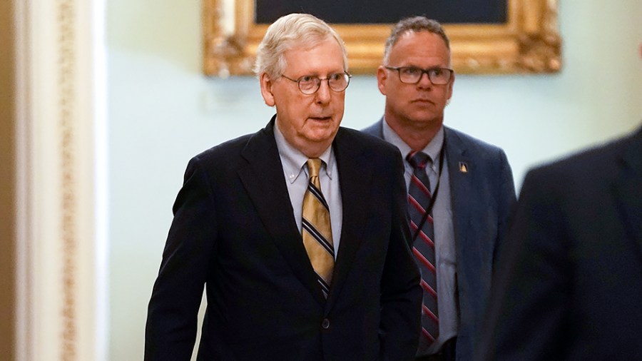 Minority Leader Mitch McConnell (R-Ky.) arrives to the Capitol on Friday, May 28, 2021. as the Senate debate the Endless Frontier Act and January 6 commission.