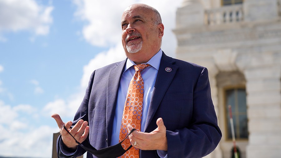 Rep. Mark Pocan (D-Wis.) arrives to the Capitol for a series of twenty votes regarding the National Defense Authorization Act on Thursday, September 23, 2021.