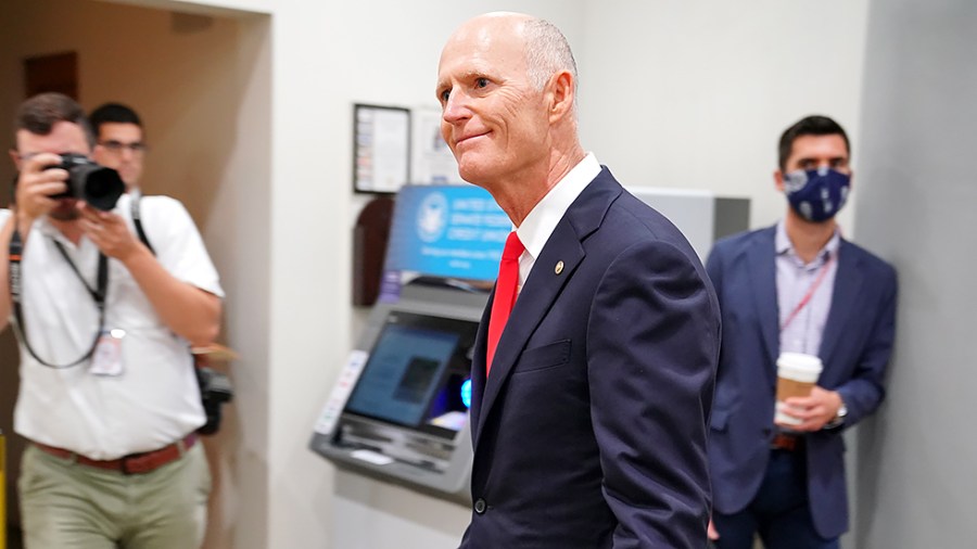 Sen. Rick Scott (R-Fla.) arrives to the Capitol for a vote on Tuesday, July 27, 2021.