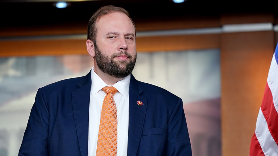 Rep. Jason Smith (R-Mo.) is seen during a press conference after a closed-door House Republican conference meeting on Tuesday, June 15, 2021.