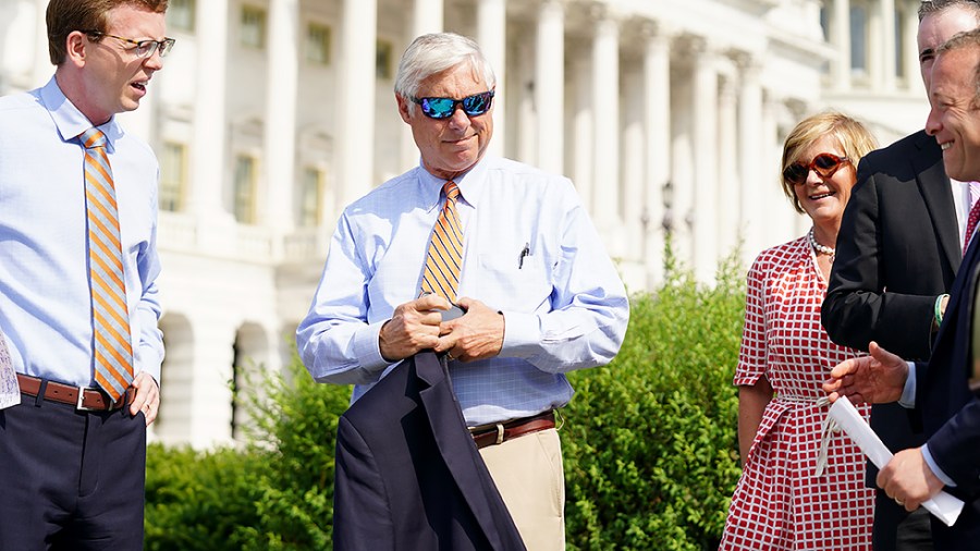 Rep. Fred Upton (R-Mich.) is seen prior to a press conference on Friday, July 30, 2021 to discuss the bipartisan infrastructure deal with members of the Problem Solvers Caucus.