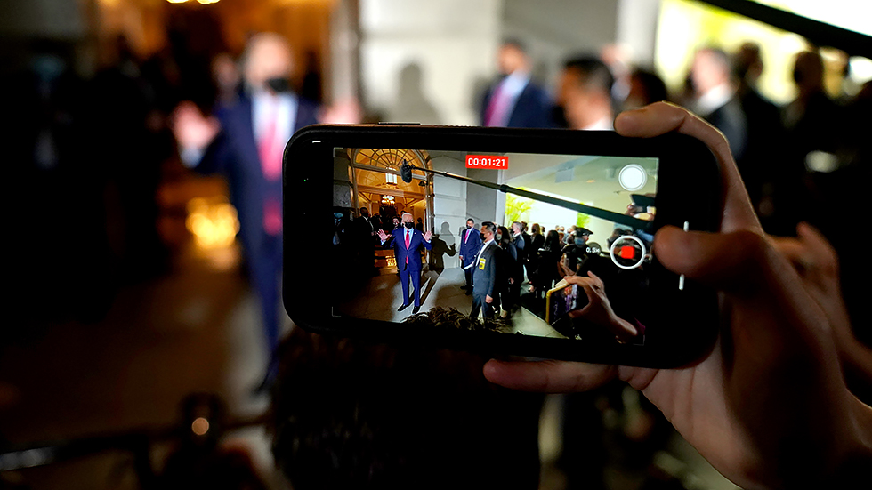 President Biden speaks to reporters after a Democratic Caucus meeting at the Capitol to discuss the bipartisan infrastructure plan on Friday, October 1, 2021.