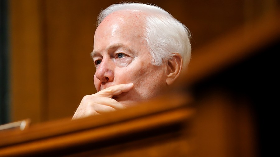 Sen. John Cornyn (R-Texas) is seen during a Senate Judiciary Committee hearing to renew the Violence Against Women Act on Tuesday, October 5, 2021.