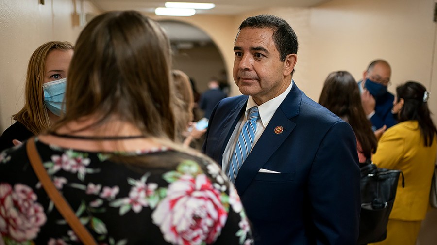 Rep. Henry Cuellar (D-Texas) speaks to reporters after a closed-door House Democratic caucus meeting on Tuesday, October 26, 2021.