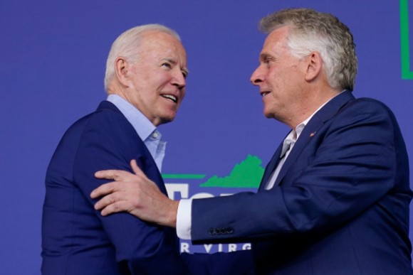 President Biden with former Virginia Gov. Terry McAuliffe