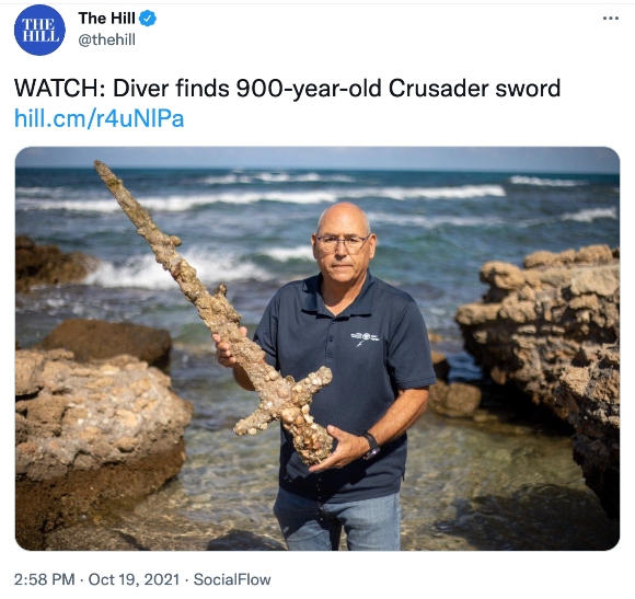 Diver finds 900-year-old Crusader sword