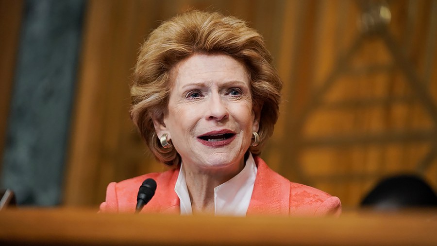 Sen. Debbie Stabenow (D-Mich.) questions Office of Management and Budget acting director Shalanda Young during a Senate Budget Committee hearing to discuss President Biden's budget request for FY 2022 on Tuesday, June 8, 2020.