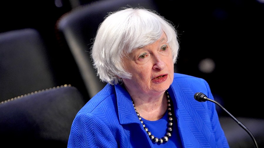 Treasury Secretary Janet Yellen is seen during a Senate Banking, Housing, and Urban Affairs Committee hearing to discuss oversight of the CARES Act within the Federal Reserve and Department of Treasury on Tuesday, September 28, 2021.