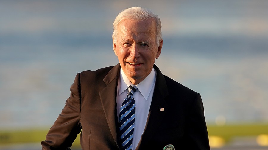 President Biden is seen prior to making remarks regarding the the bipartisan infrastructure deal during an event at the Port of Baltimore’s Dundalk-Marine Terminal in Baltimore Md., on Wednesday, November 10, 2021.