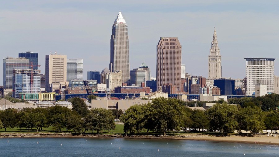 The Cleveland skyline taken from Edgewater Park