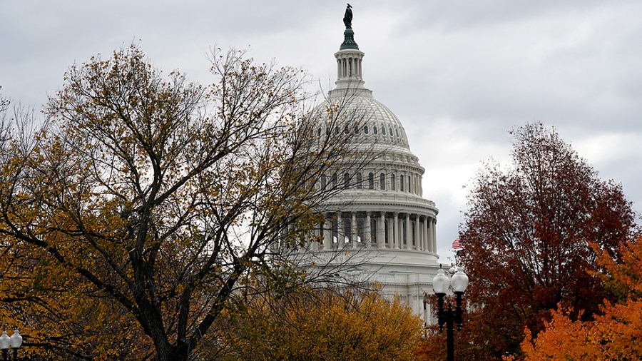 The U.S. Capitol is seen from Constitution Ave. on Monday, November 15, 2021.