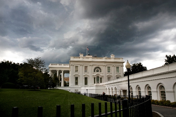 Storm clouds roll over the White House