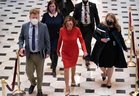 Speaker of the House Nancy Pelosi, D-Calif., leaves the chamber