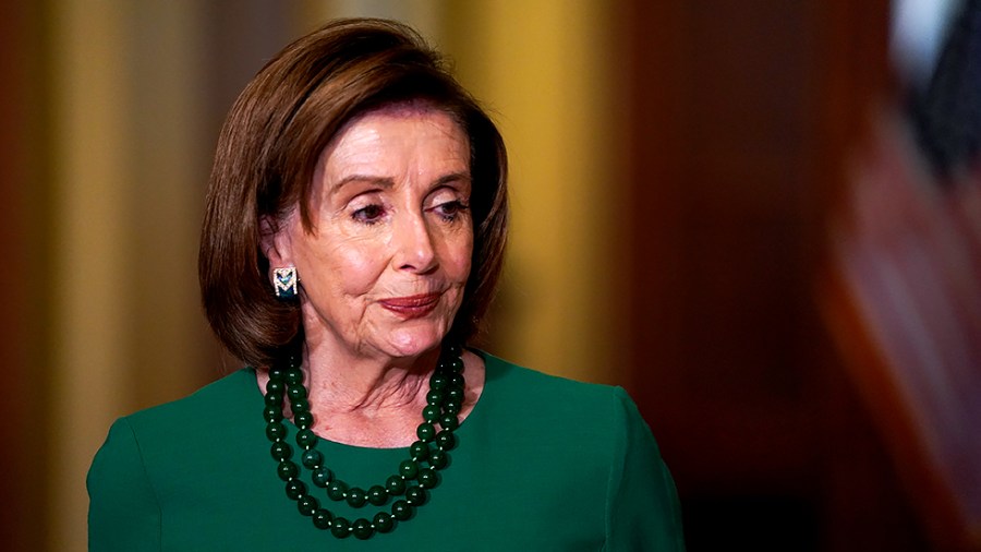 Speaker Nancy Pelosi (D-Calif.) is seen during a photo op with Roberto Fico, President of the Chamber of Deputies of the Republic of Italy, prior to a meeting on Wednesday, November 3, 2021.