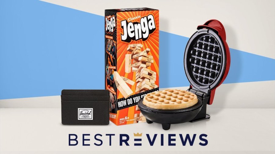 a wallet, Jenga and a waffle maker