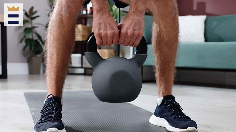 Person working out with a kettleball