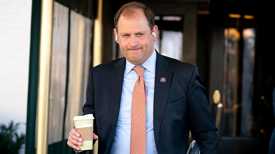 Rep. Andy Barr (R-Ky.) leaves a House Republican Conference meeting at the Capitol Hill Club in Washington, D.C., on Wednesday, December 1, 2021.