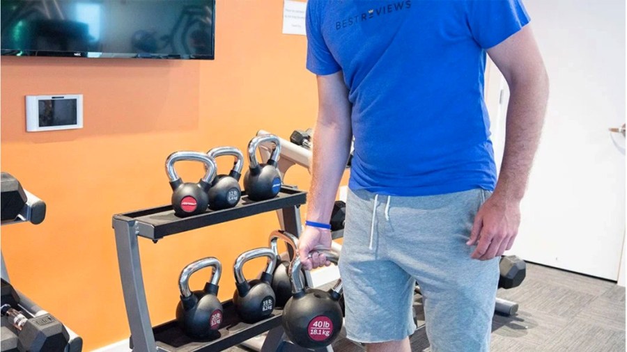 Person working out with kettleballs