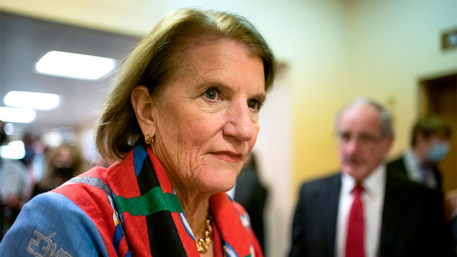 Sen. Shelley Moore Capito (R-W.Va.) arrives to the U.S. Capitol on Tuesday, December 7, 2021 for votes regarding nominations including Federal Communications Commission Chairman Jessica Rosenworcel.