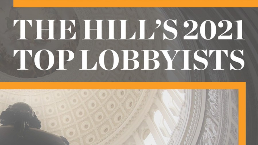 Image of inside Capitol dome with text that reads, "The Hill's 2021 Top Lobbyists"