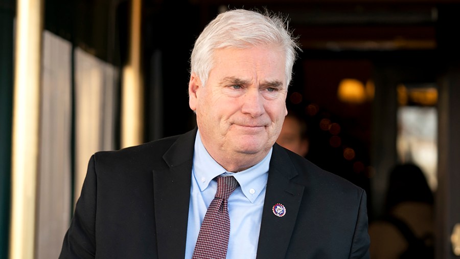 Rep. Tom Emmer (R-Minn.) leaves a House Republican Conference meeting at the Capitol Hill Club in Washington, D.C., on Wednesday, December 1, 2021.