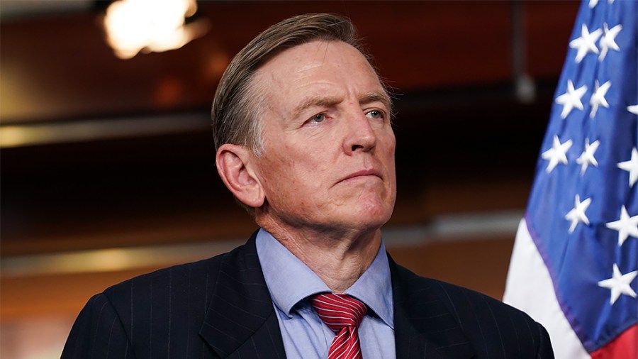 Rep. Paul Gosar (R-Ariz.) is seen during a press conference on Tuesday, December 7, 2021 to release a report about those who were arrested for Jan. 6 attack on the Capitol entitled ‘Unusually Cruel: An Eyewitness Report from Inside the D.C. Jail.’