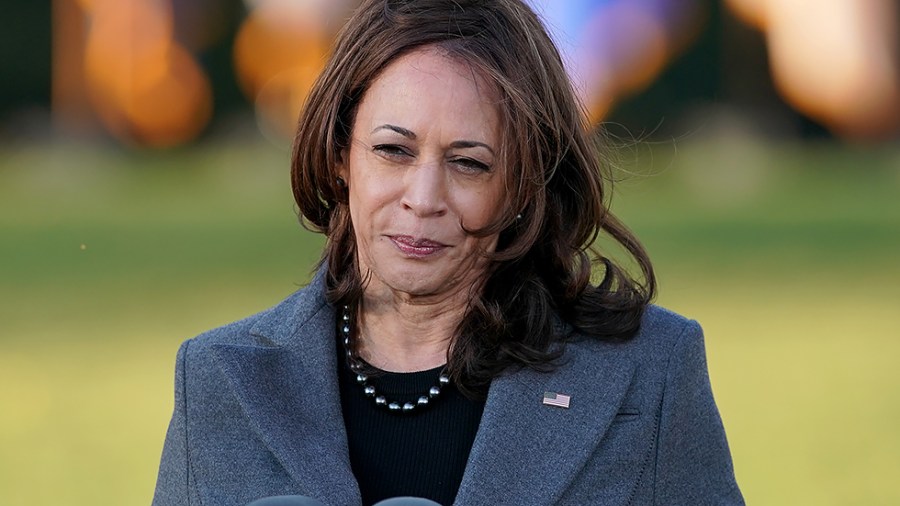 Vice President Harris speaks at a signing ceremony for the Infrastructure Investment and Jobs Act on the South Lawn of the White House on Monday, November 15, 2021.