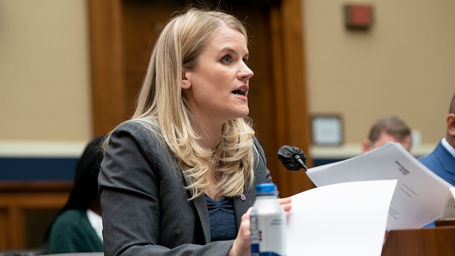 Facebook whistleblower Frances Haugen gives an opening statement during a Subcommittee on Communications and Technology hearing entitled Holding Big Tech Accountable: Targeted Reforms to Tech's Legal Immunity on Wednesday, December 1, 2021.