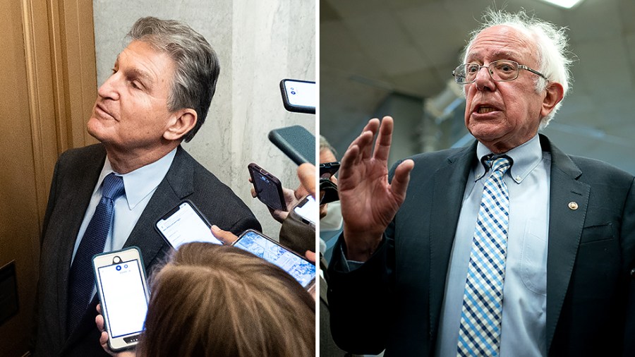 Sens. Joe Manchin (D-W.Va.) and Bernie Sanders (I-Vt.)