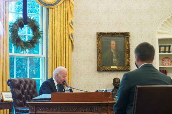 President Biden on a cal with Ukrainian President Volodymyr Zelenskyy